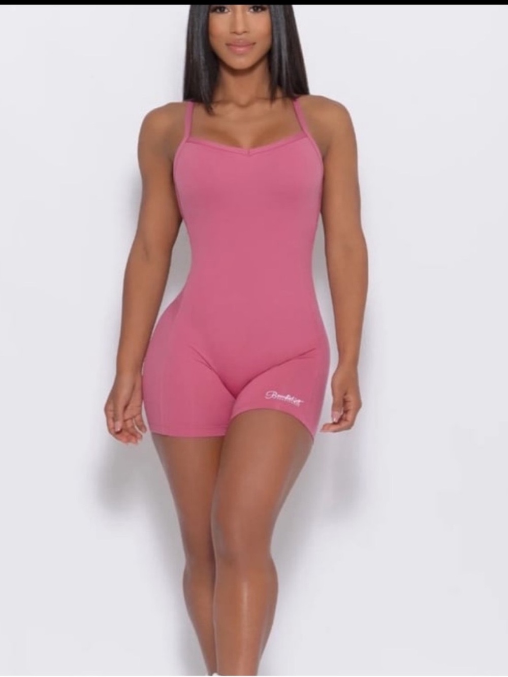 Bombshell Sportswear Blush Pink Sculpted Bodysuit Shorts XS